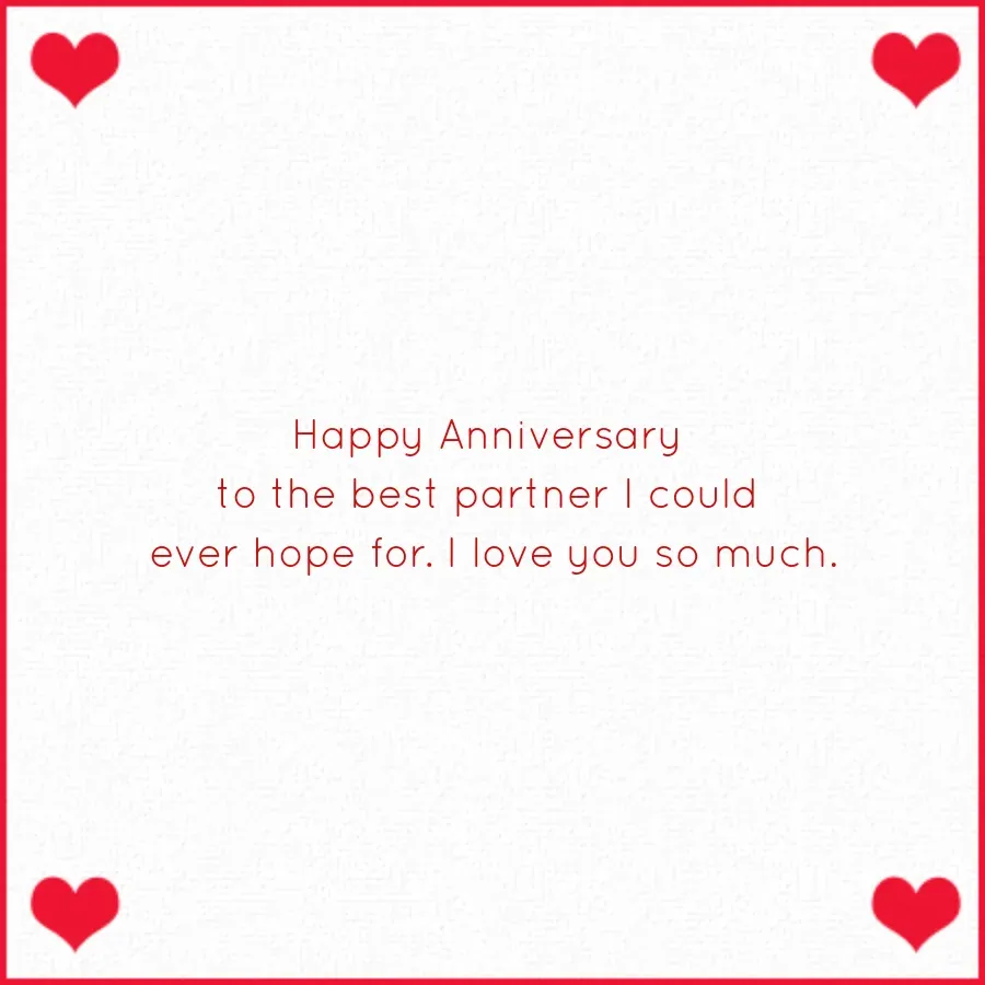 Anniversary Love Partner card inside right