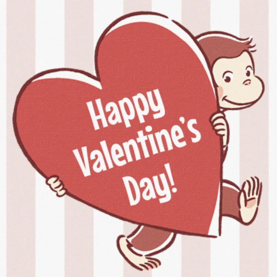Curious George | Happy Valentine card front
