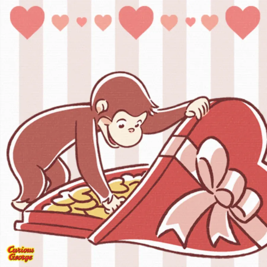 Curious George | Happy Valentine card inside left