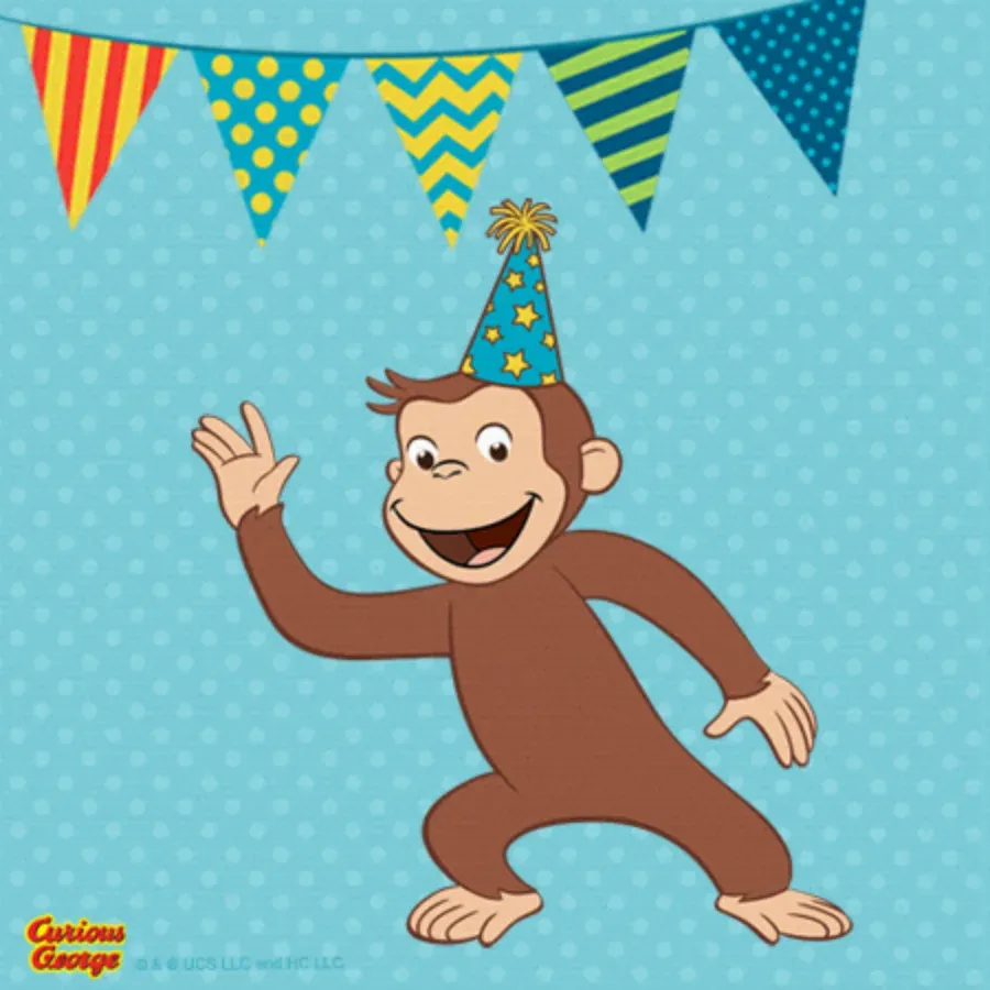 Curious George Happy Birthday card inside left