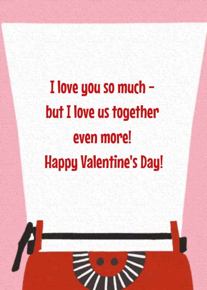 Typewriter Love card inside right