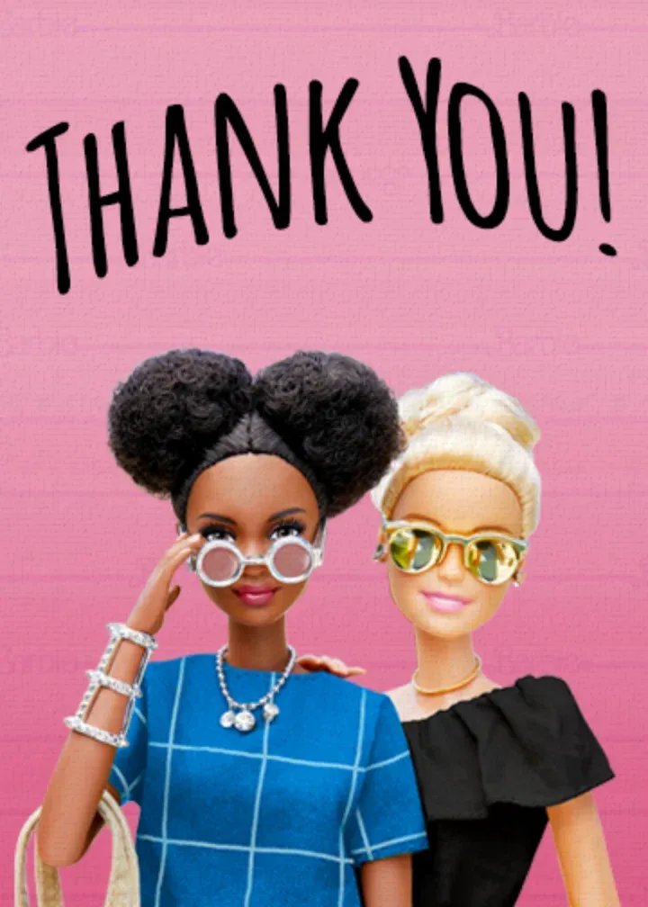 Barbie Friends Thank You card front