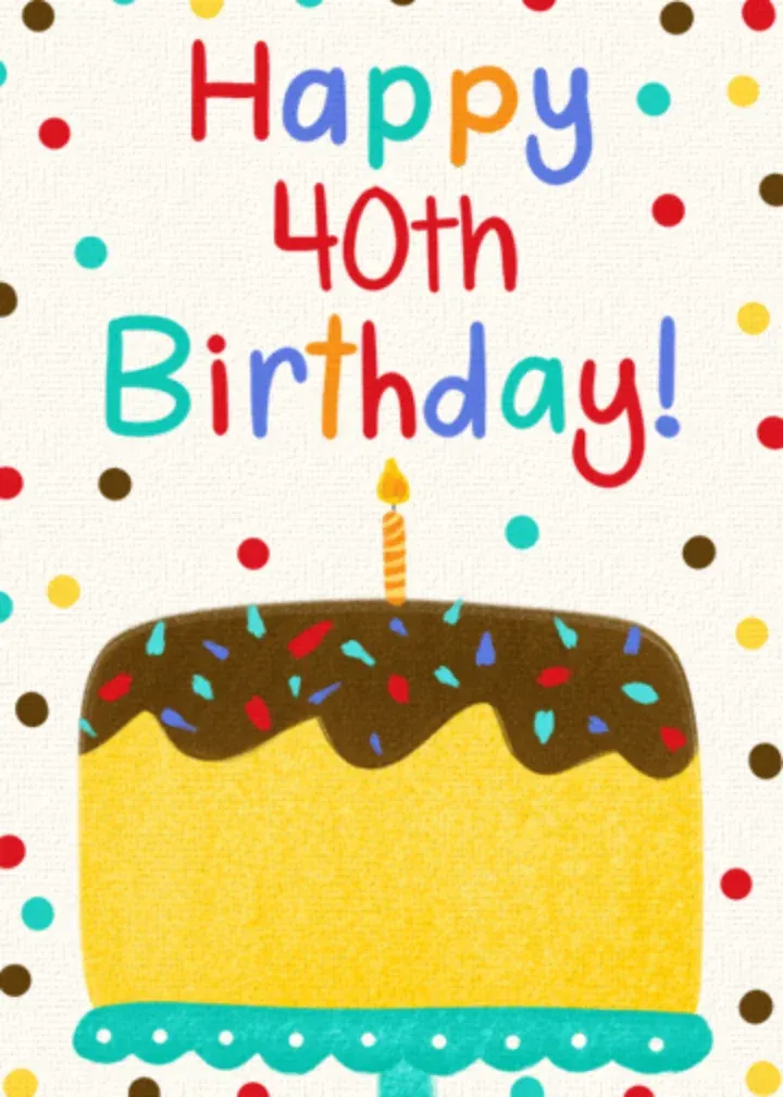 40th Birthday Cake card front