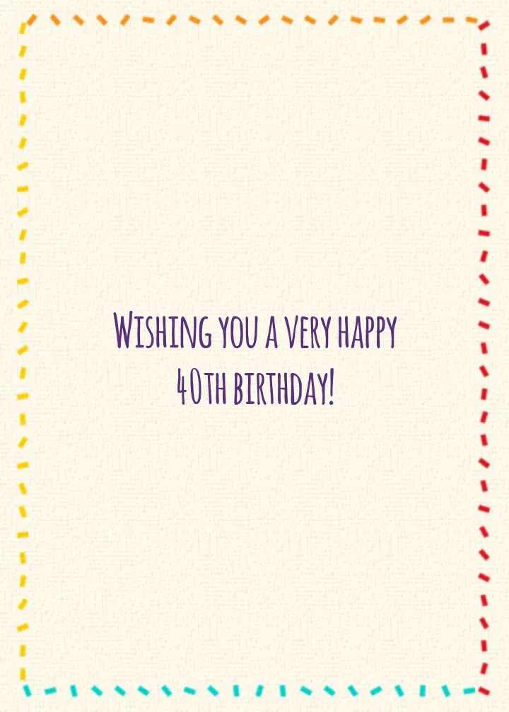 40th Birthday Cake card inside right