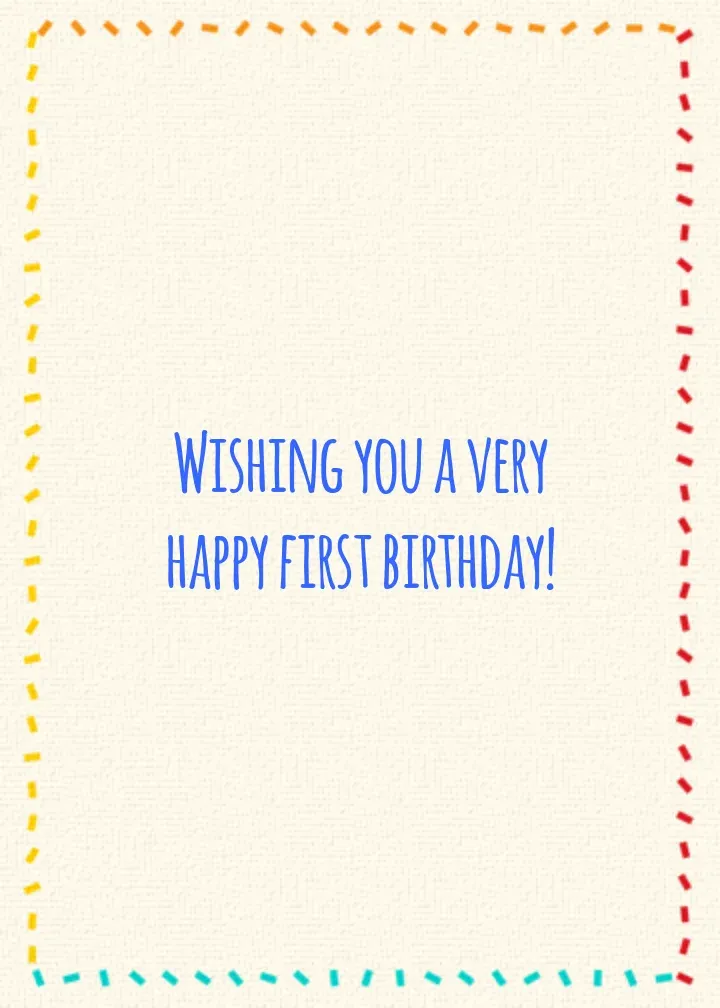 1st Birthday Cake card inside right