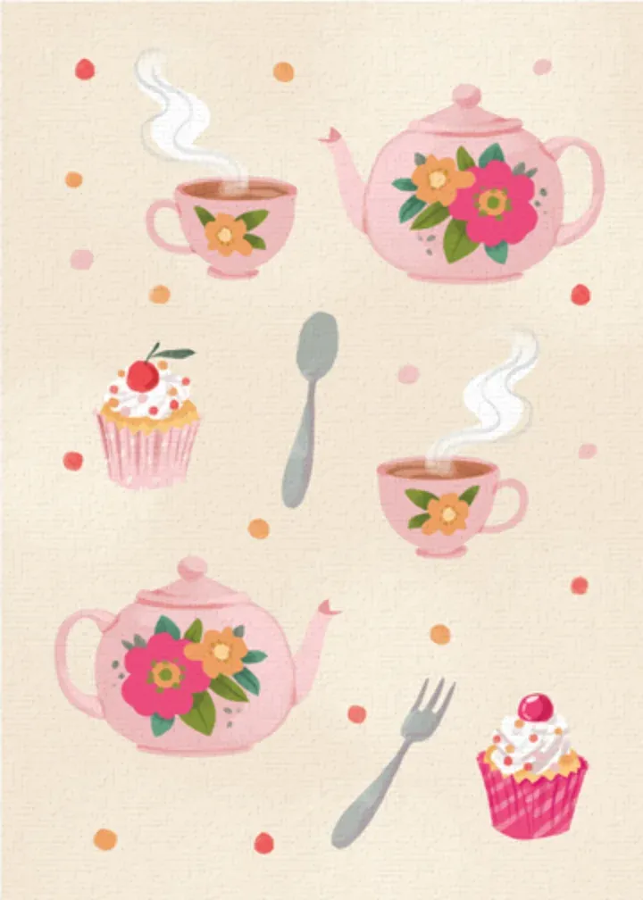 Tea-riffic Happy Birthday card inside left