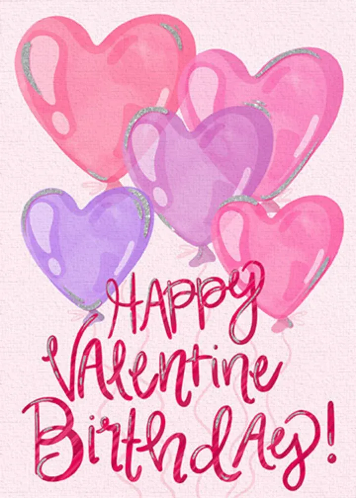 Valentine Birthday Balloon card front