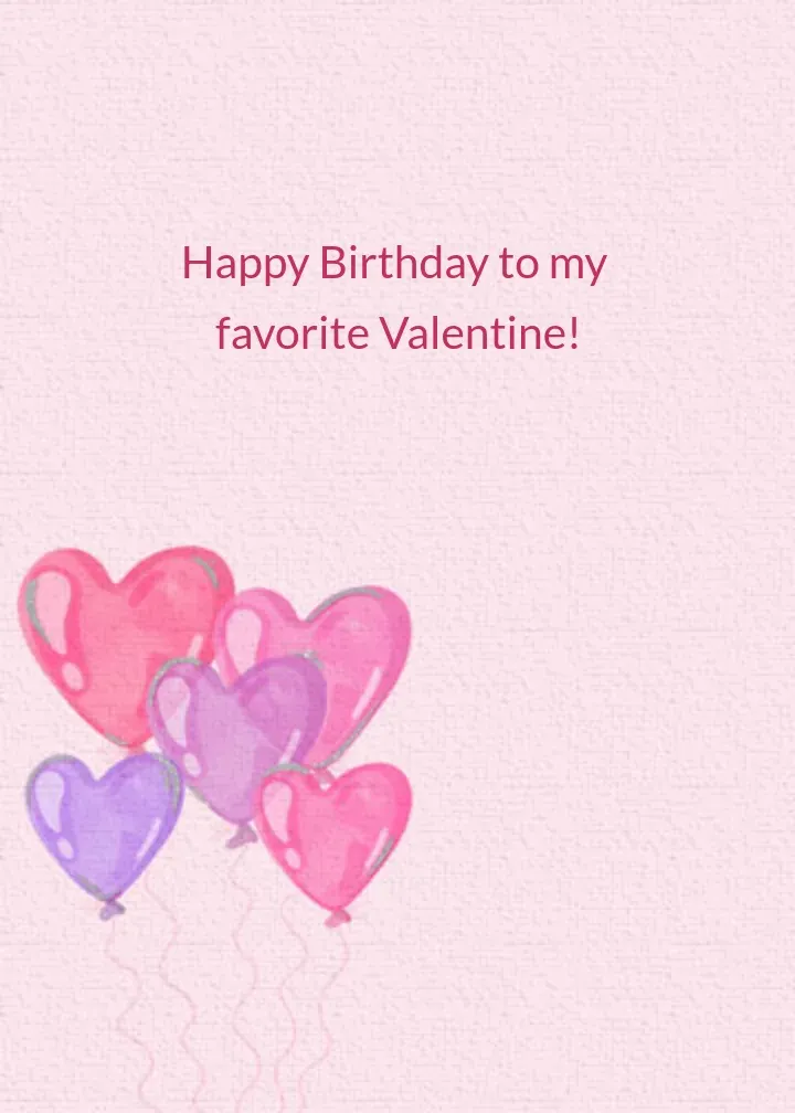 Valentine Birthday Balloon card inside right