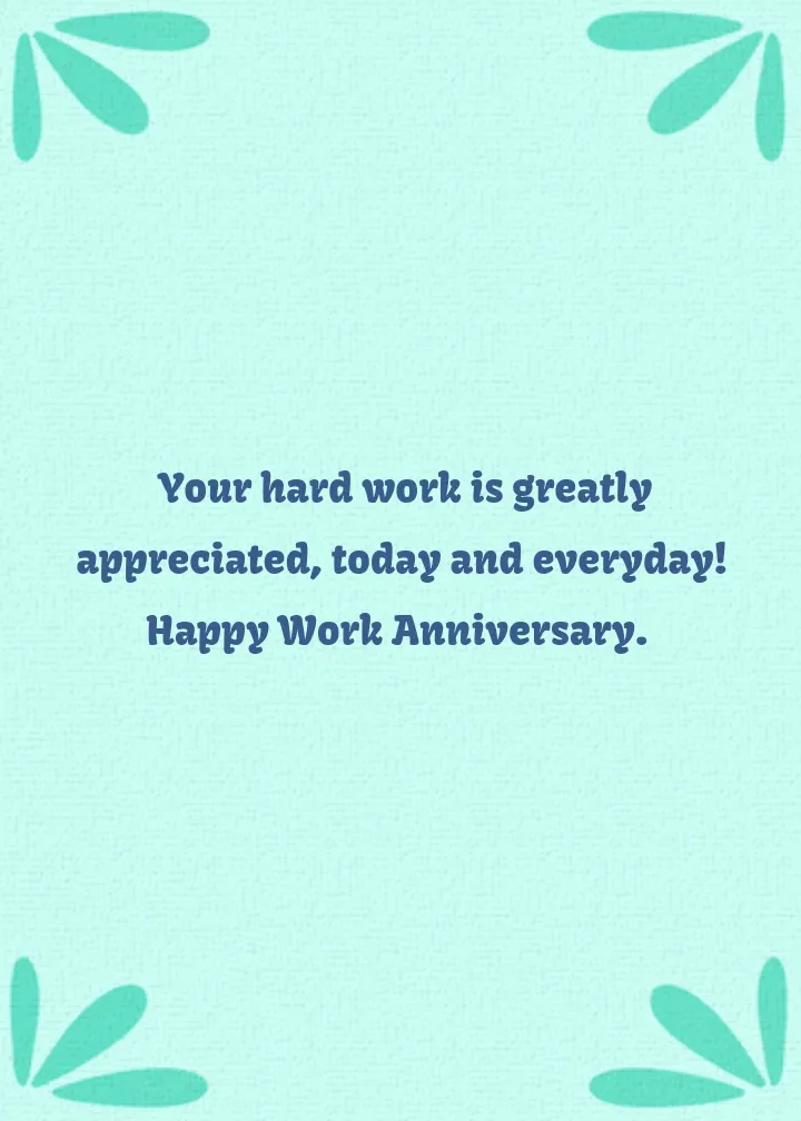 Hard Work Anniversary card inside right