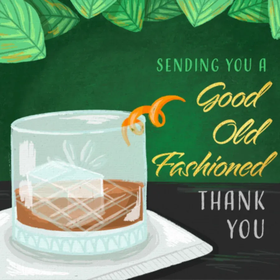 Old Fashioned Thanks card front