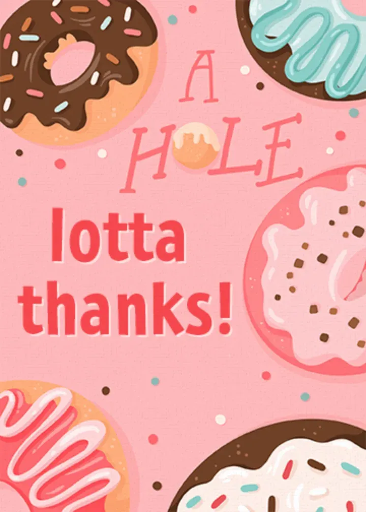 Donut Thank You card front