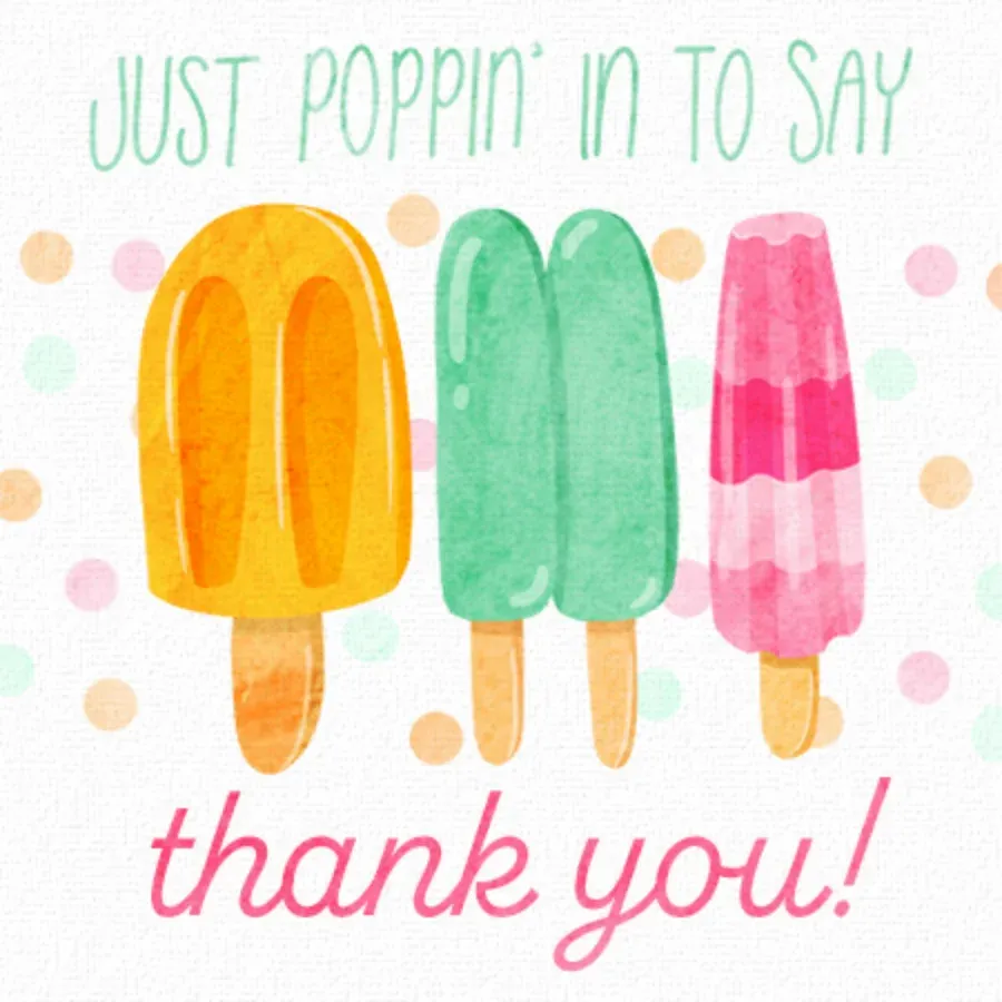 Poppin' in Thanks card front
