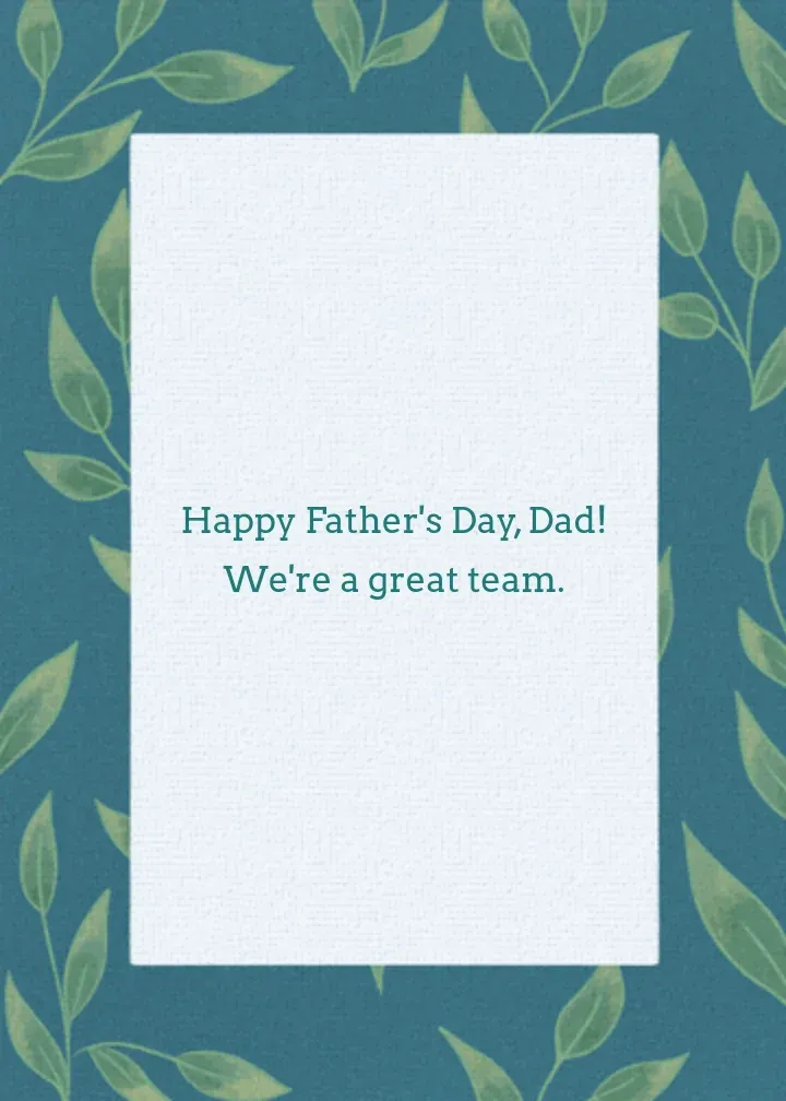 Great Son Great Dad card inside right