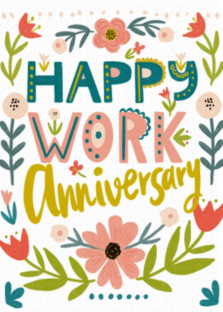 Floral Work Anniversary card front