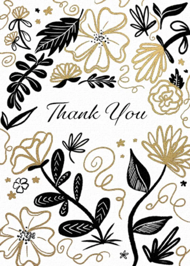 Ink Floral Thank You card front