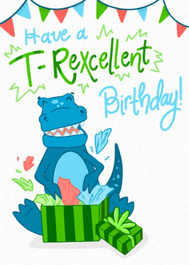 T-REXcellent Birthday card front
