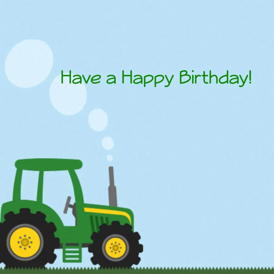 Tractor Birthday card inside right