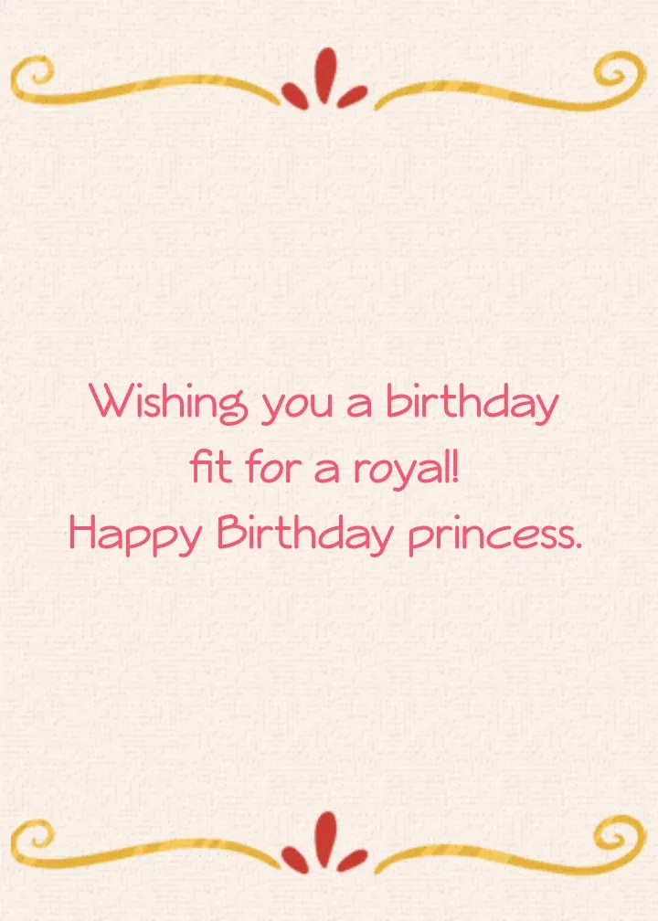 Birthday Princess Crown card inside right
