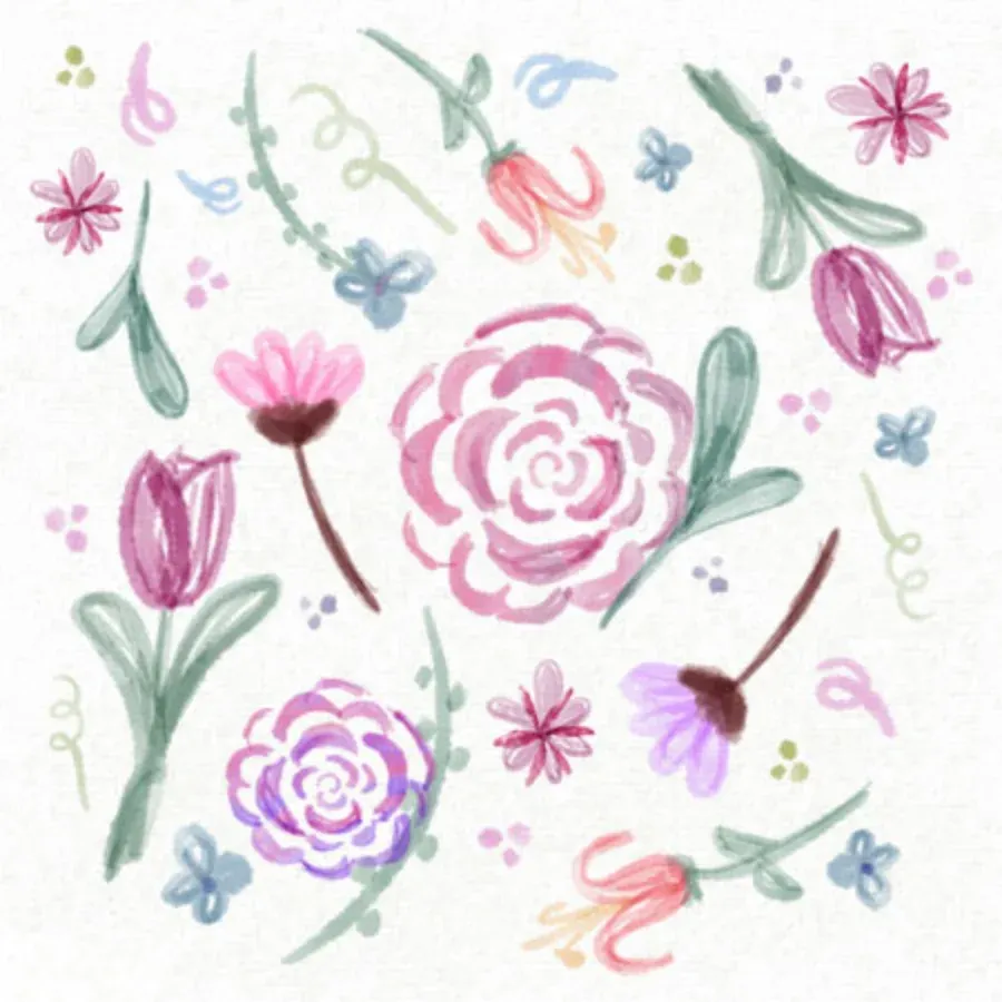 Birthday Sketch Spring card inside left