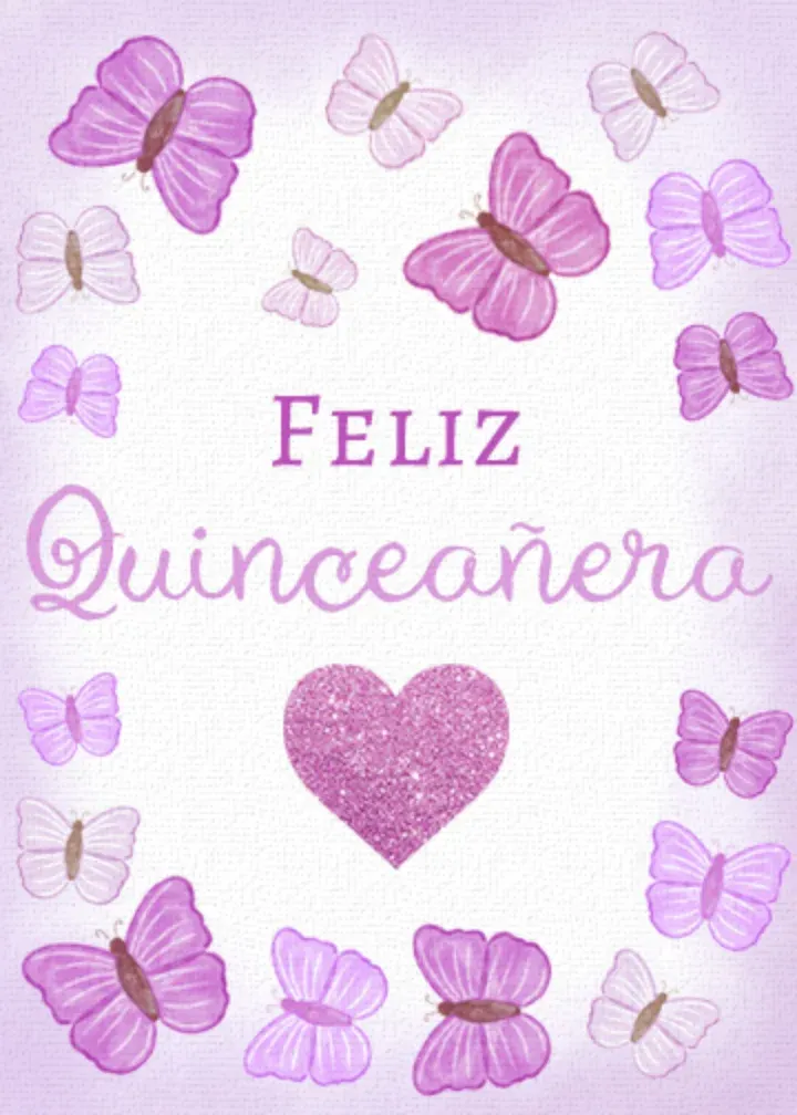 Quinceañera Purple Butterflies card front