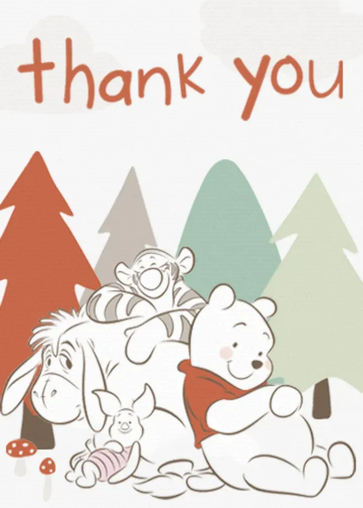 Winnie the Pooh Baby Thanks card front