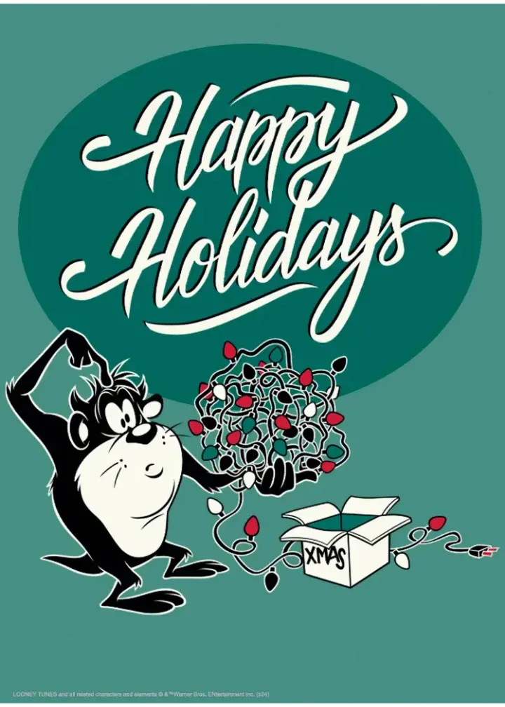 Looney Tunes Happy Holiday card inside left