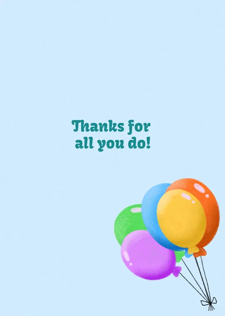 Employee Appreciation Balloons card inside right
