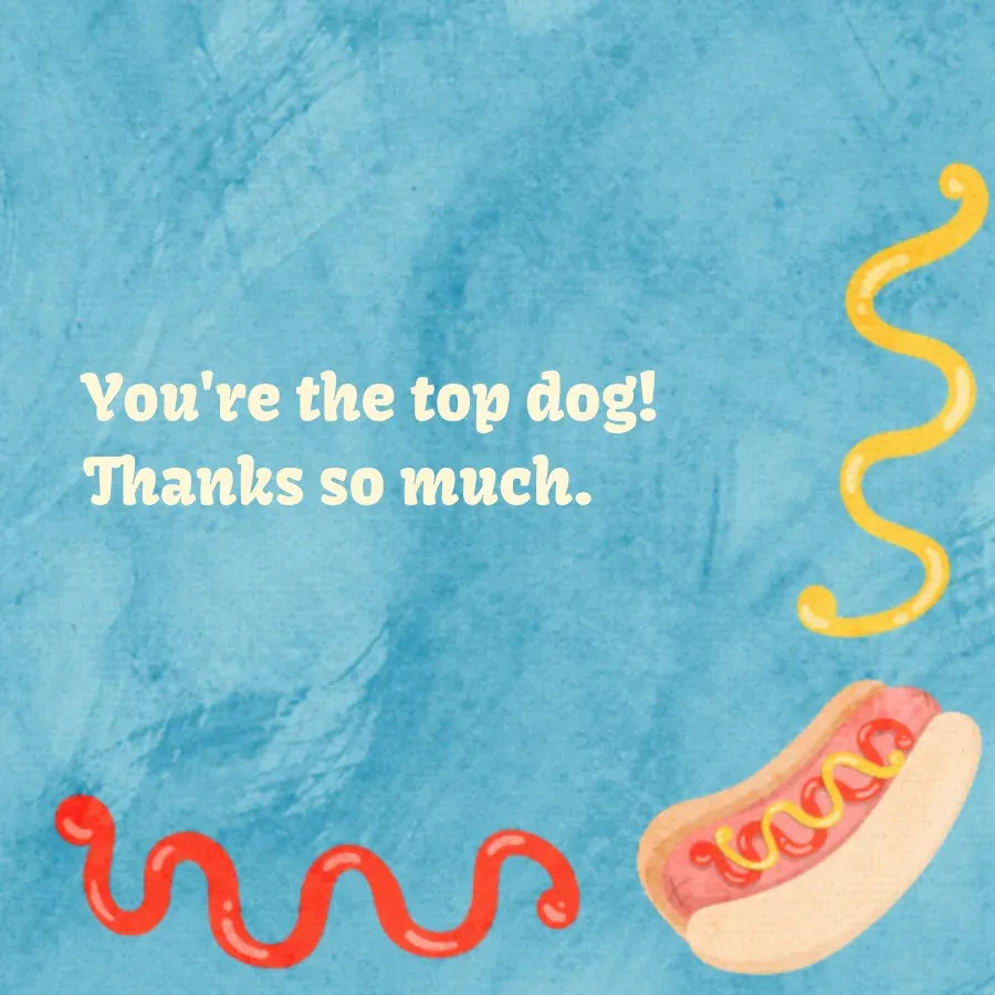 Hot Dog Thanks card inside right
