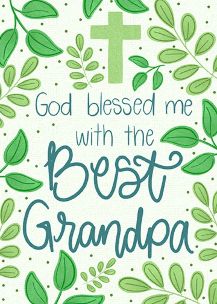 Blessed Grandpa Greenery card front