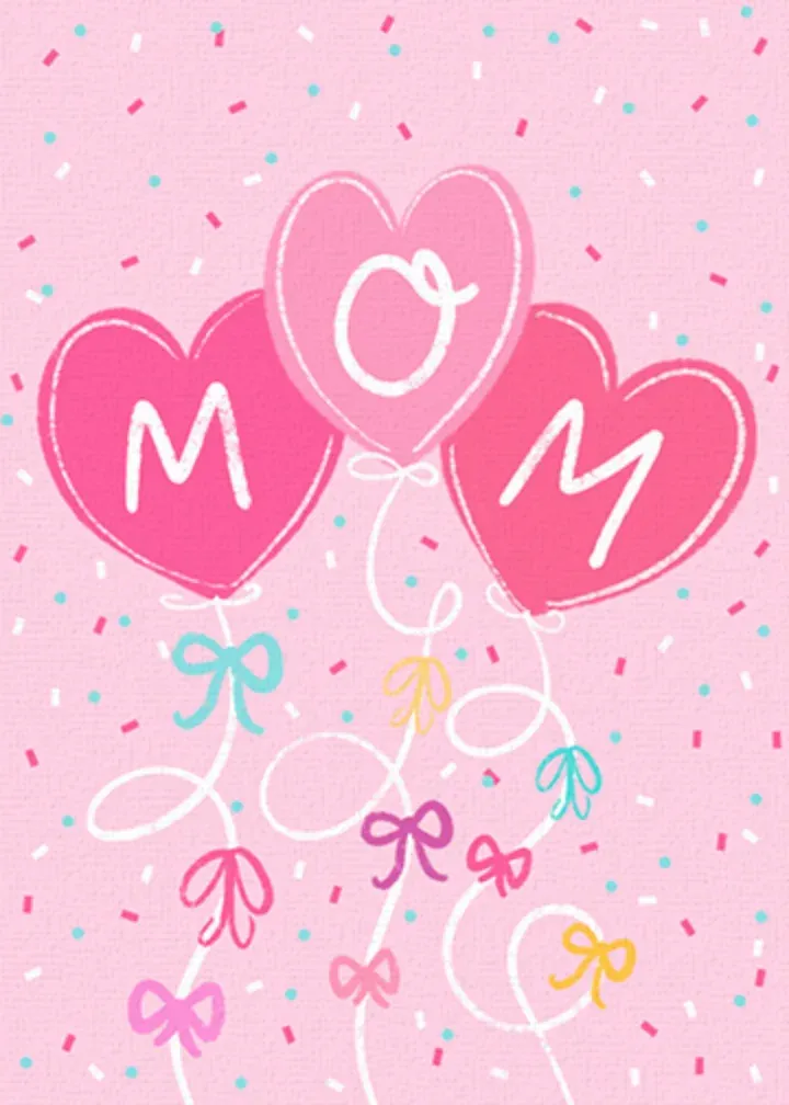 Mom Balloon Birthday card front