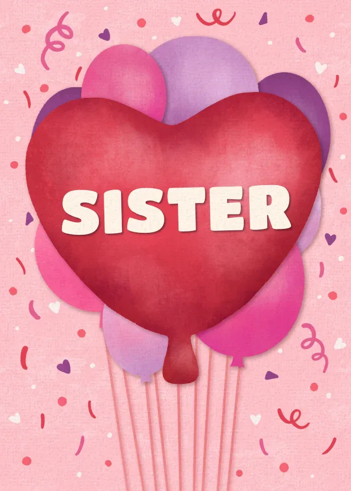 Sister Birthday Balloon card front