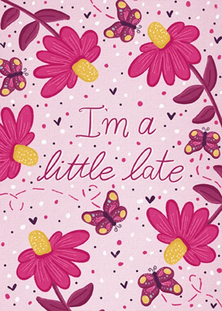 Late Floral Thank You card front