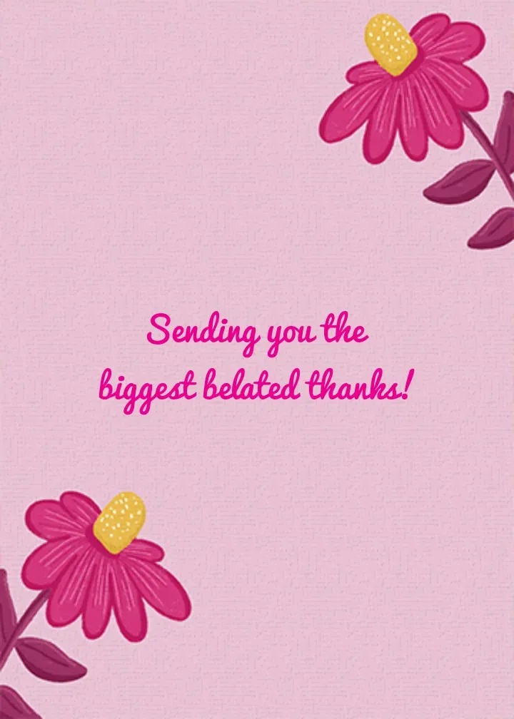 Late Floral Thank You card inside right