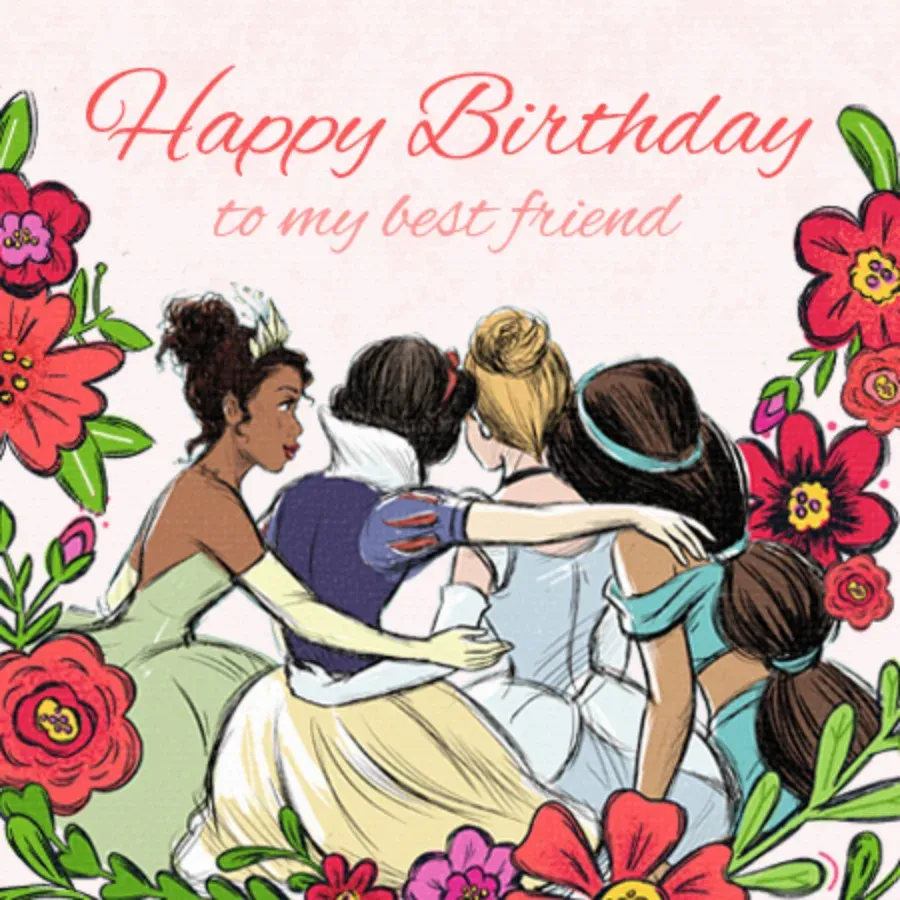 Disney Princess Birthday Hug card front