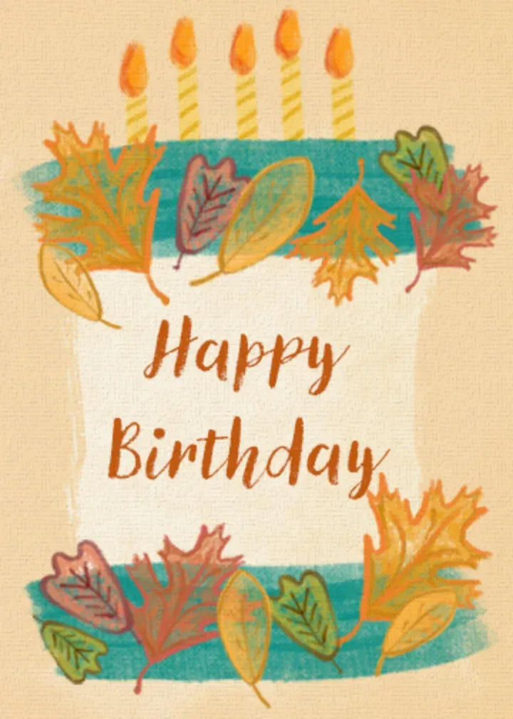 Fall Floral Birthday Cake card front