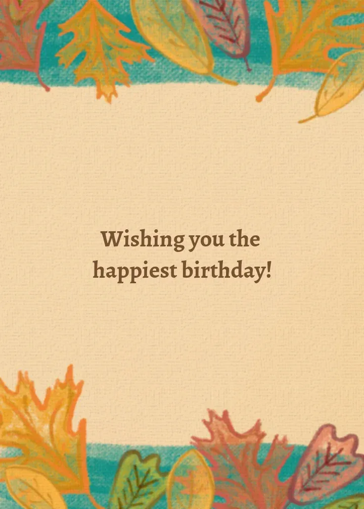 Fall Floral Birthday Cake card inside right