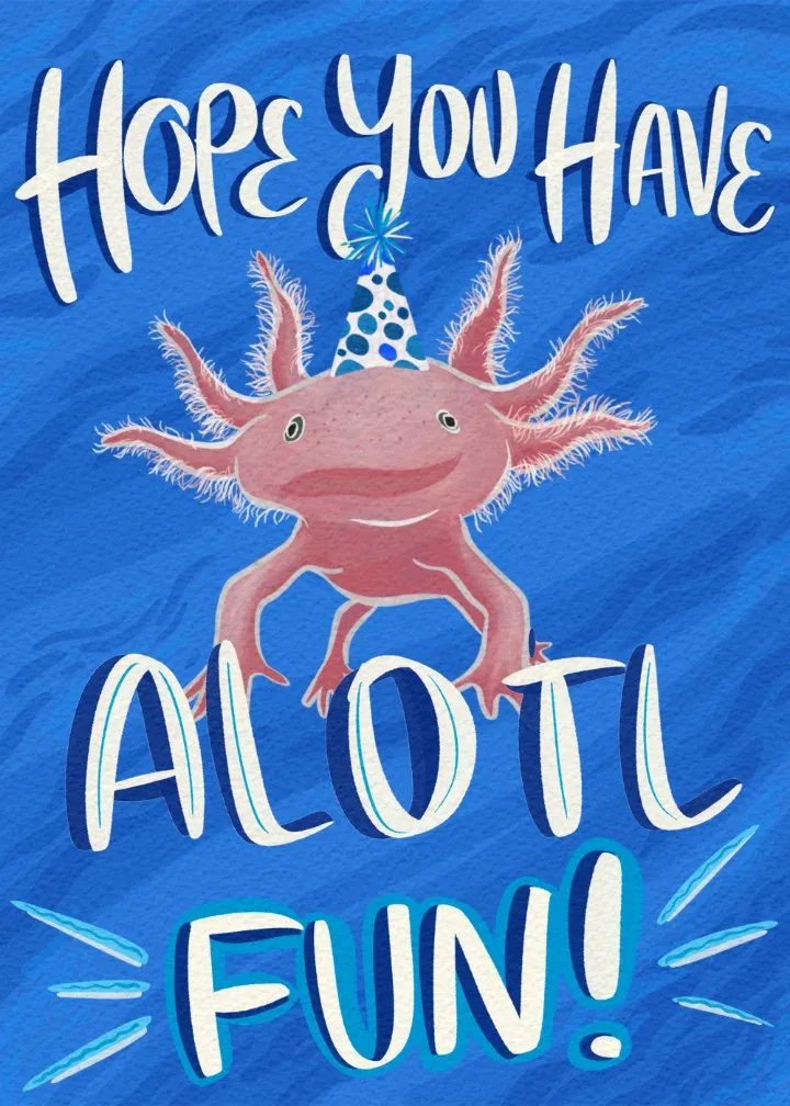 Axolotl Birthday card front