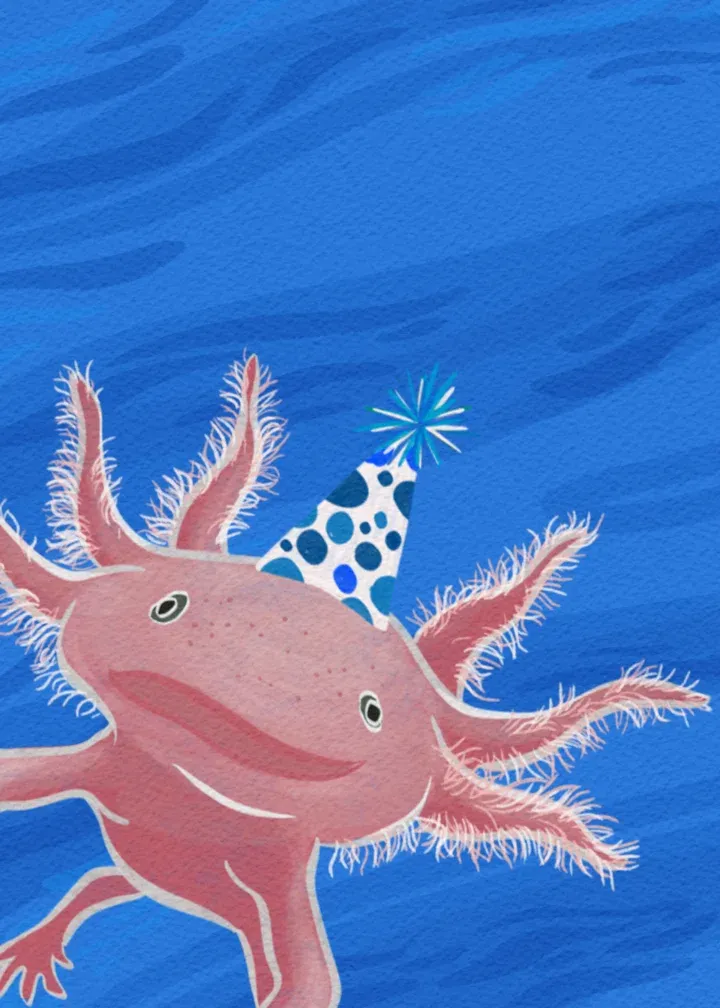 Axolotl Birthday card inside left