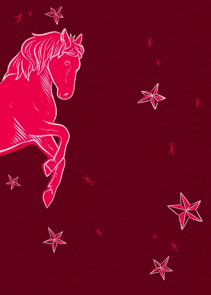 Happy Pink Pony Birthday card inside left