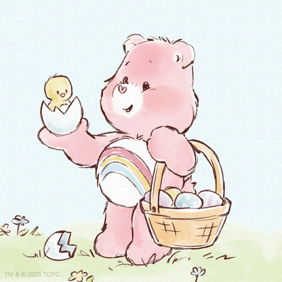 Care Bears | Watercolor Easter card inside left