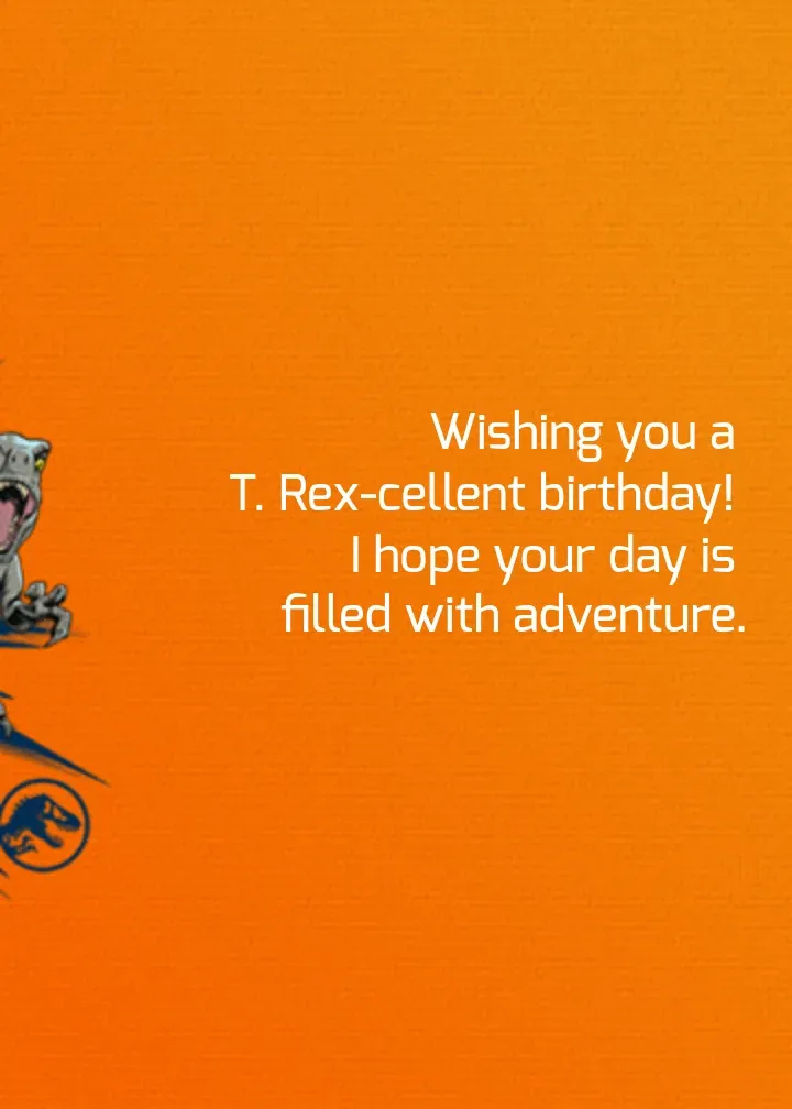 Jurassic World Birthday card inside right