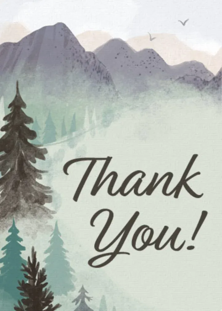 Mountain Thank You card front