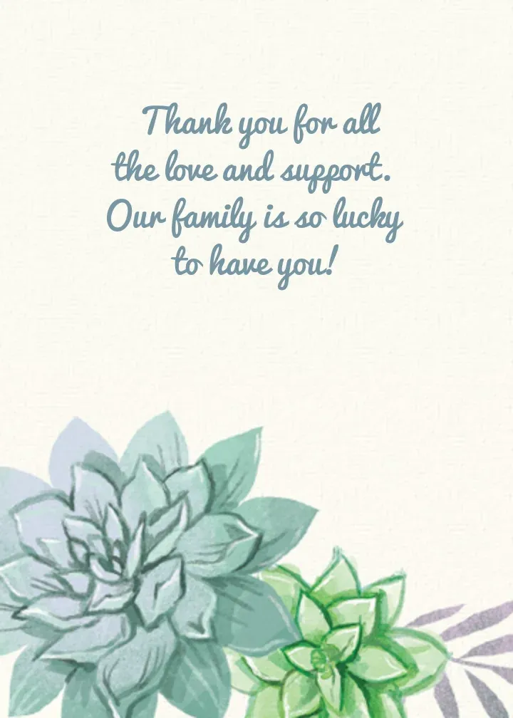 Succulent Thank You card inside right