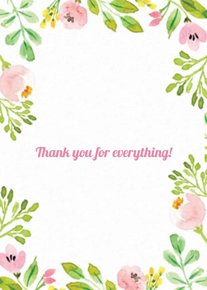 Spring Blossom Thanks card inside right