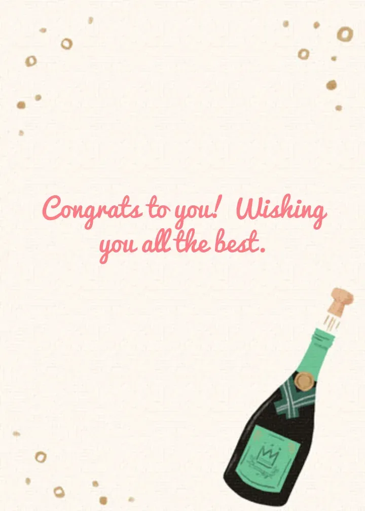 Congrats Champagne Bottle Pop card inside right
