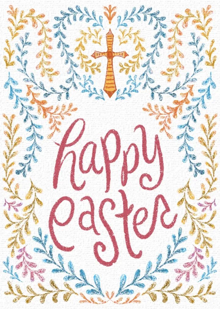 Folk Vine Easter card front