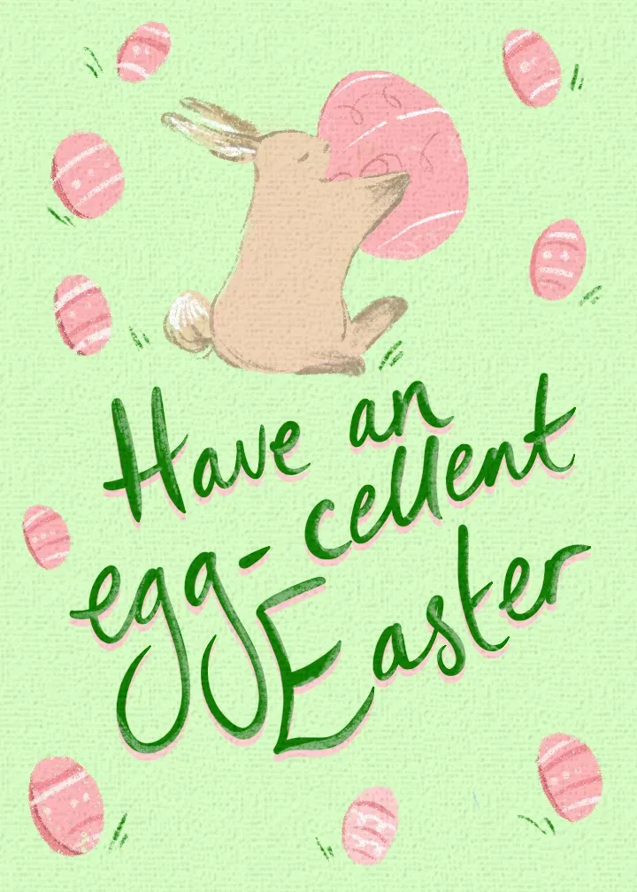 Eggcellent Bunny Green card front