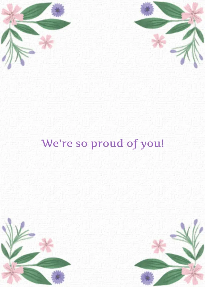 Gold Grad Floral card inside right