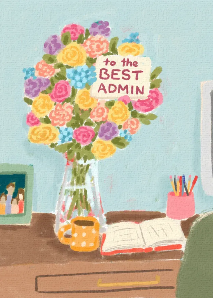 Floral Admin Day card front
