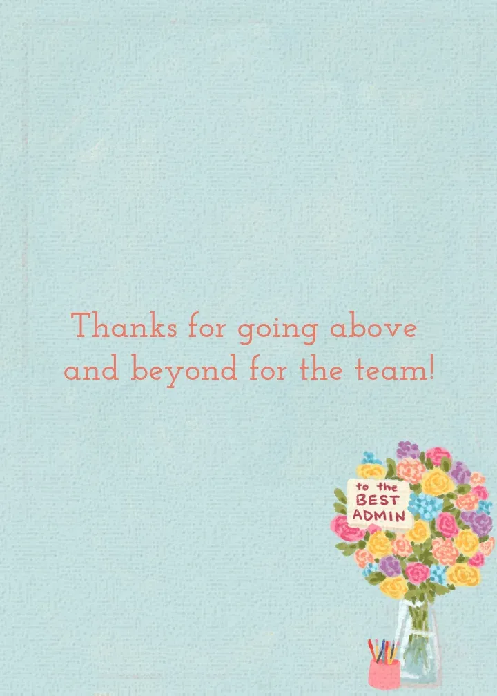 Floral Admin Day card inside right